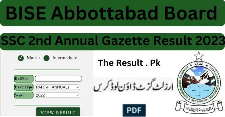 Bise Abbottabad Ssc Nd Annual Result Gazette Search By Roll Number Download In Pdf