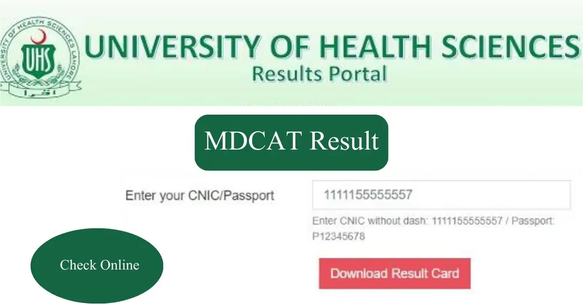 University Health Science MDCAT Result 2024 Check By CINC